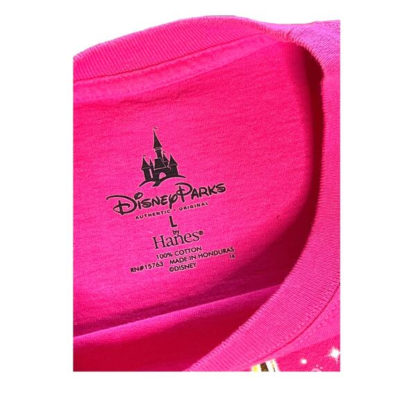 2016 Disney Parks TEE SHIRT Womens LG Pink Hanes 100% Cotton TShirt Short Sleeve - Picture 4 of 6